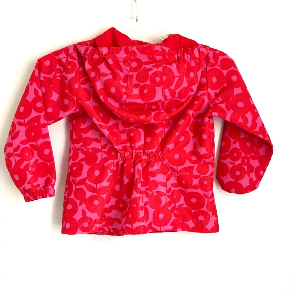 Land’s End | Girls Lightweight Pink Red Floral Zip Up‎ Jacket w Hood Size 4